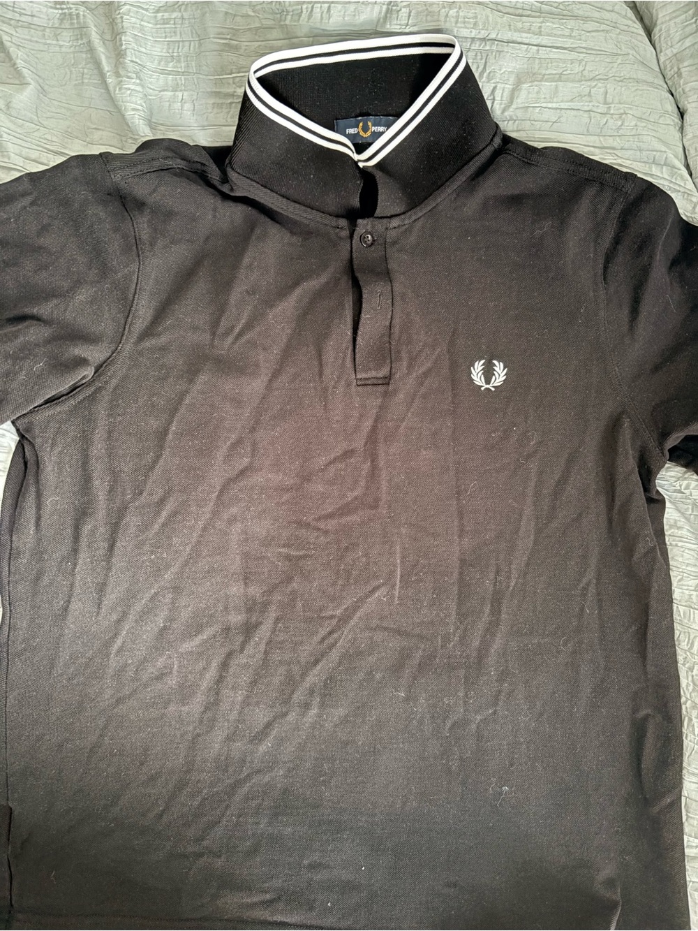 Fred Perry Black Polo with White Twin-Tip Collar
